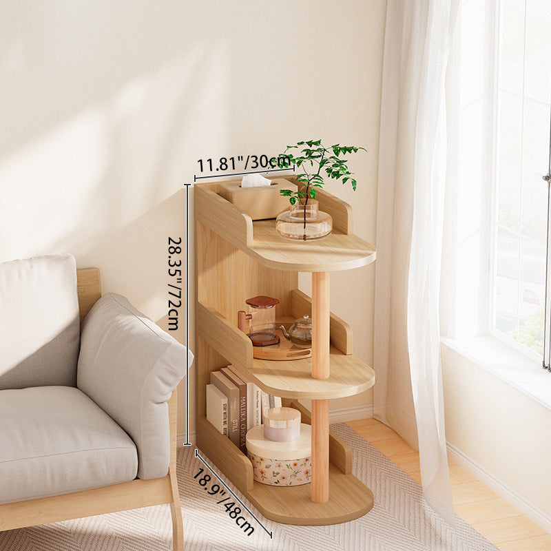Minimalist Engineered Wood Pine Oval Side Table