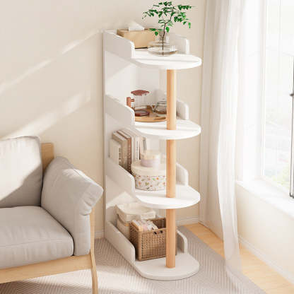 Minimalist Engineered Wood Pine Oval Side Table — 4 / White