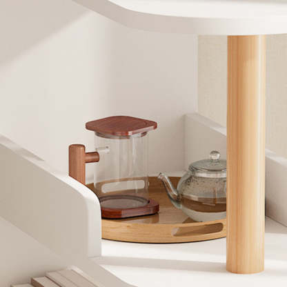 Minimalist Engineered Wood Pine Oval Side Table