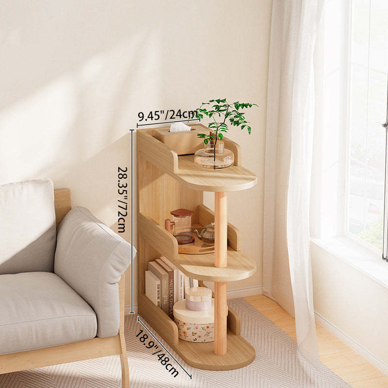 Minimalist Engineered Wood Pine Oval Side Table — 4 / Wood Color