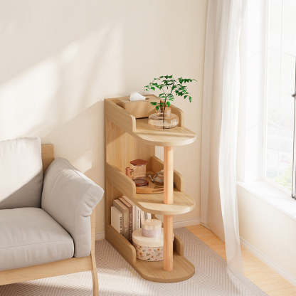 Minimalist Engineered Wood Pine Oval Side Table — 3 / Wood Color