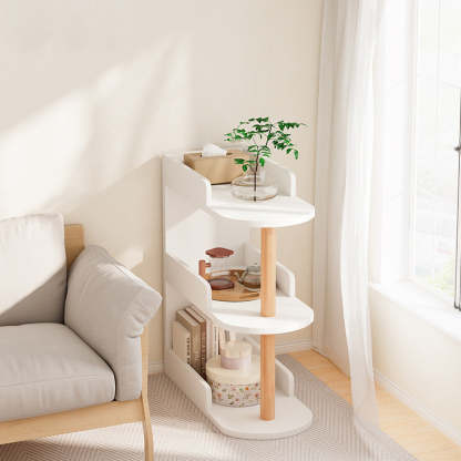 Minimalist Engineered Wood Pine Oval Side Table — 3 / White
