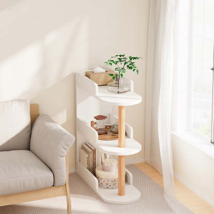 Minimalist Engineered Wood Pine Oval Side Table — 4 / Wood Color