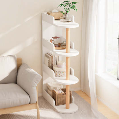 Minimalist Engineered Wood Pine Oval Side Table — 3 / White
