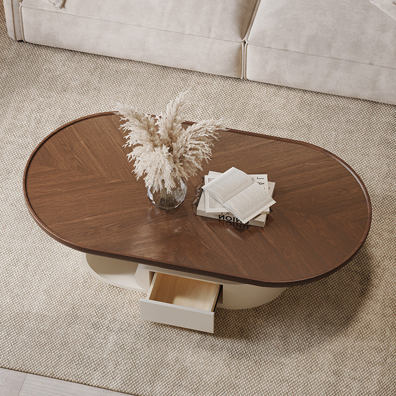 Nordic Solid Wood Elliptical Coffee Table