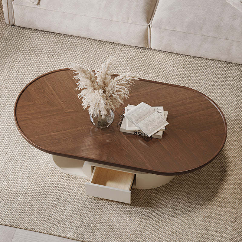 Nordic Solid Wood Elliptical Coffee Table