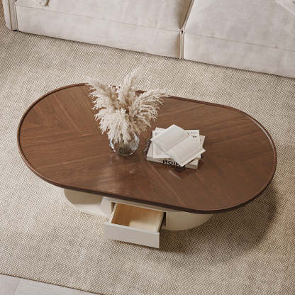 Nordic Solid Wood Elliptical Coffee Table