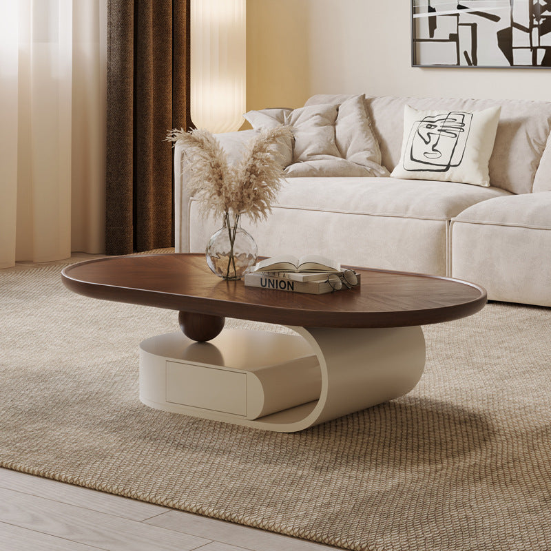 Nordic Solid Wood Elliptical Coffee Table