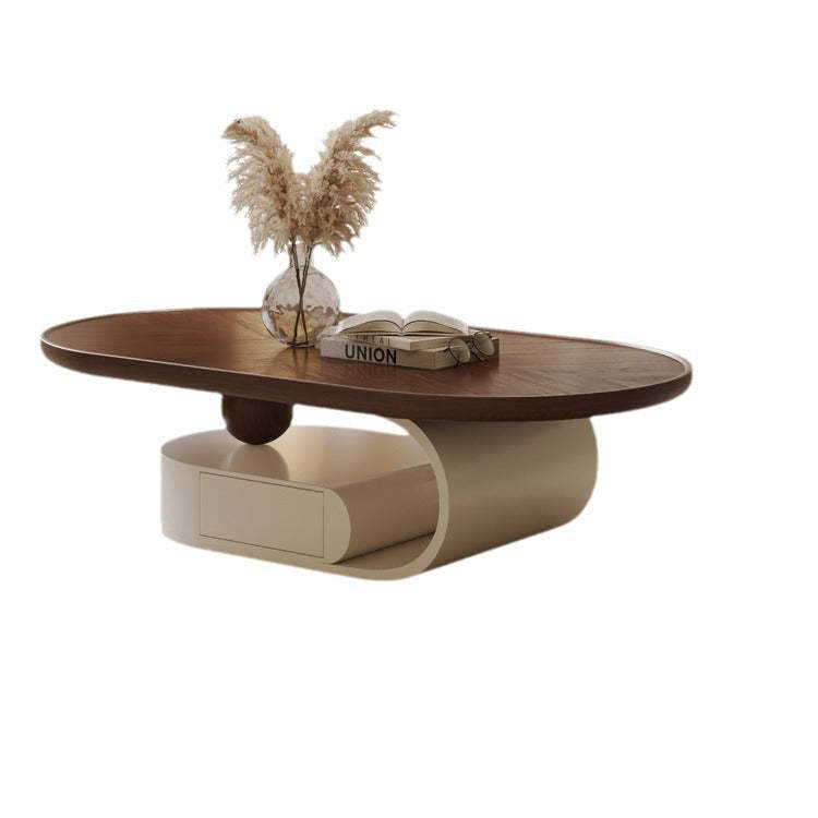Nordic Solid Wood Elliptical Coffee Table