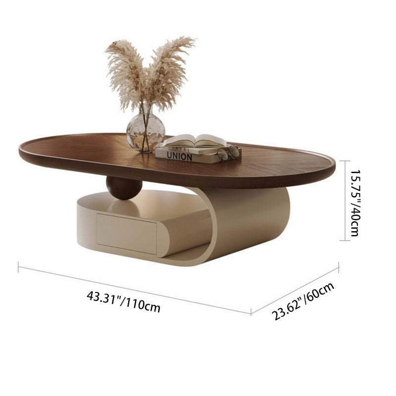 Nordic Solid Wood Elliptical Coffee Table