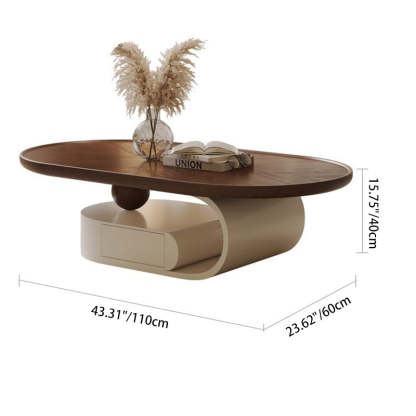Nordic Solid Wood Elliptical Coffee Table