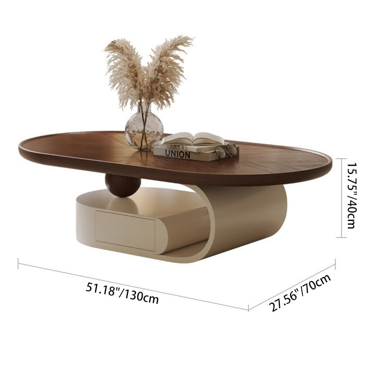 Nordic Solid Wood Elliptical Coffee Table