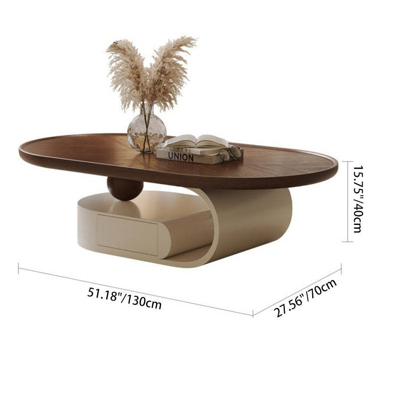 Nordic Solid Wood Elliptical Coffee Table