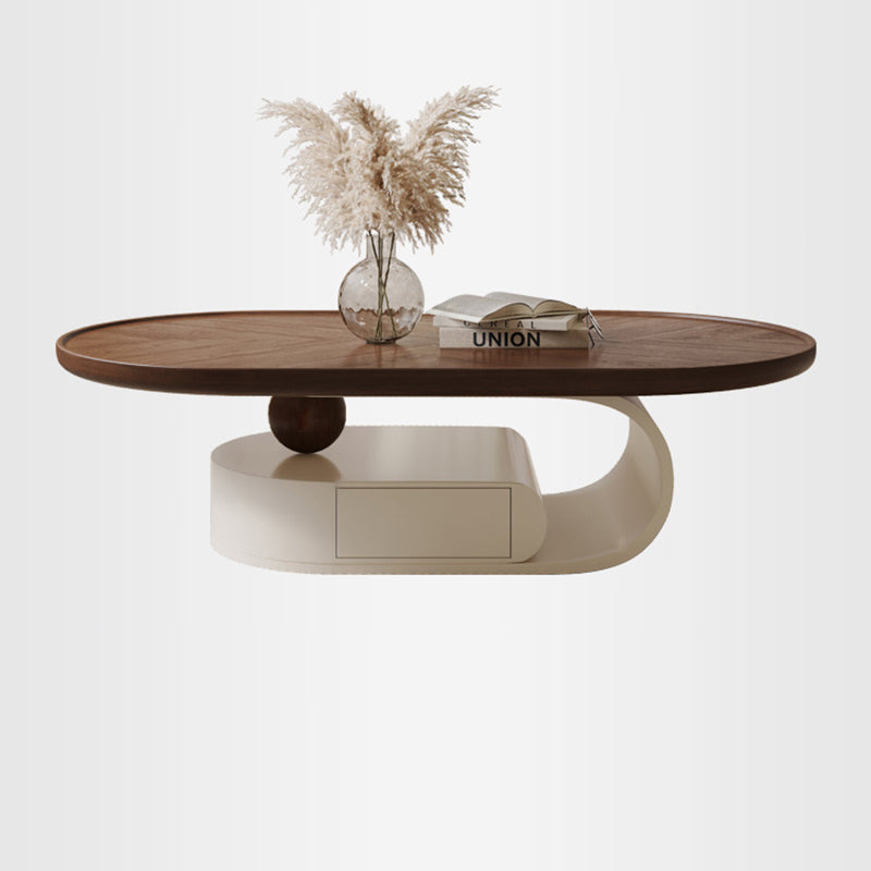 Nordic Solid Wood Elliptical Coffee Table