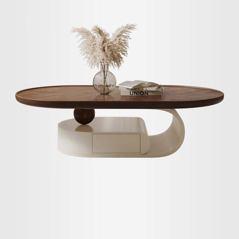 Nordic Solid Wood Elliptical Coffee Table