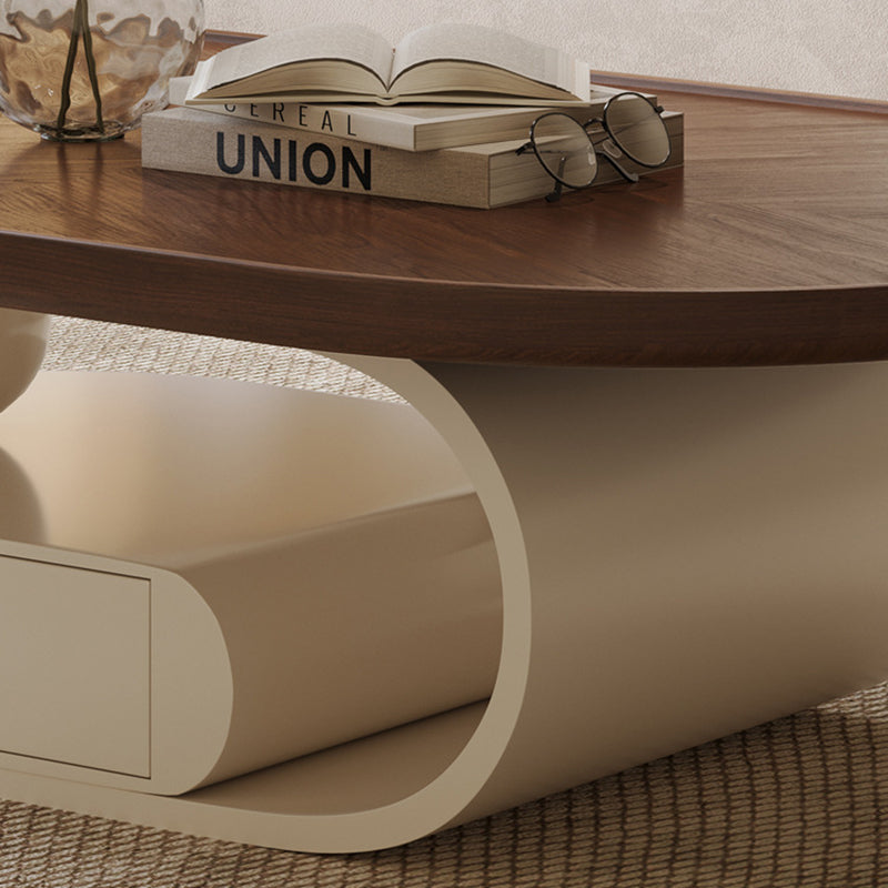 Nordic Solid Wood Elliptical Coffee Table