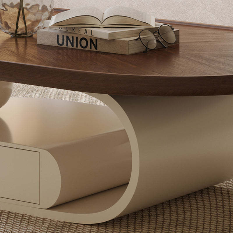 Nordic Solid Wood Elliptical Coffee Table