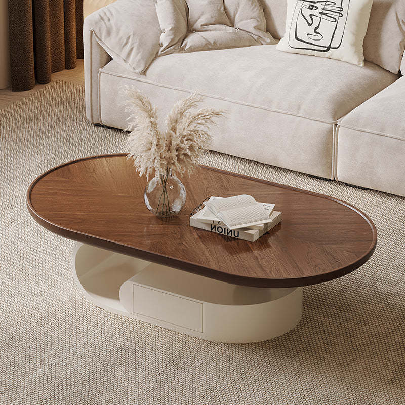 Nordic Solid Wood Elliptical Coffee Table