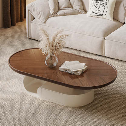 Nordic Solid Wood Elliptical Coffee Table