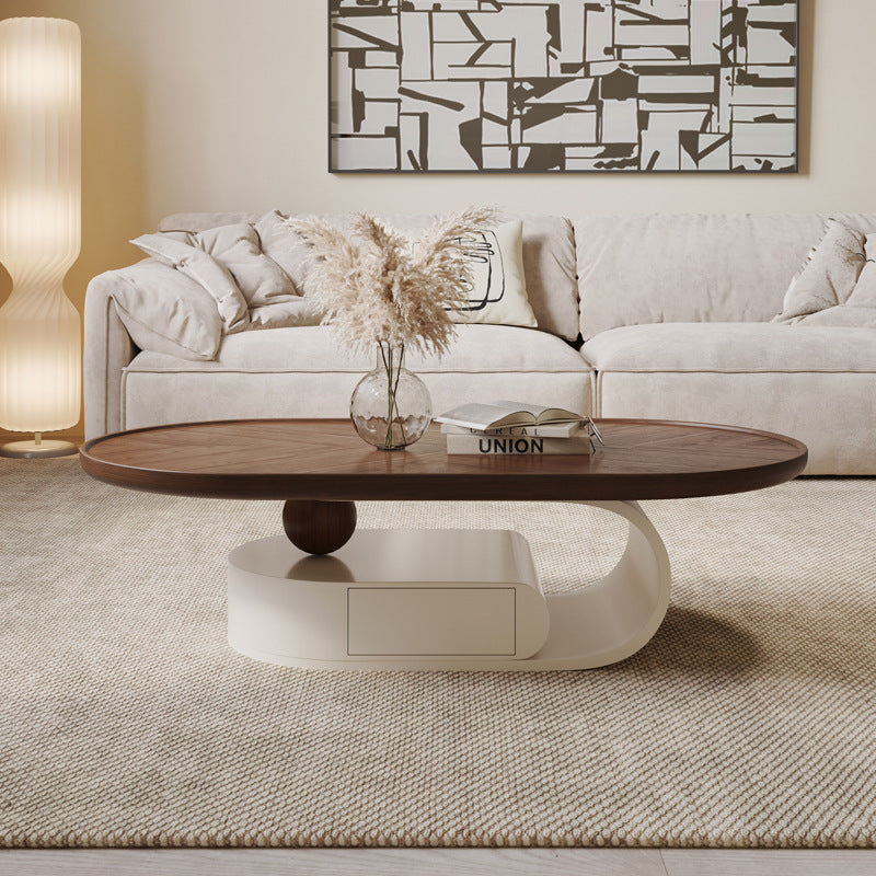 Nordic Solid Wood Elliptical Coffee Table