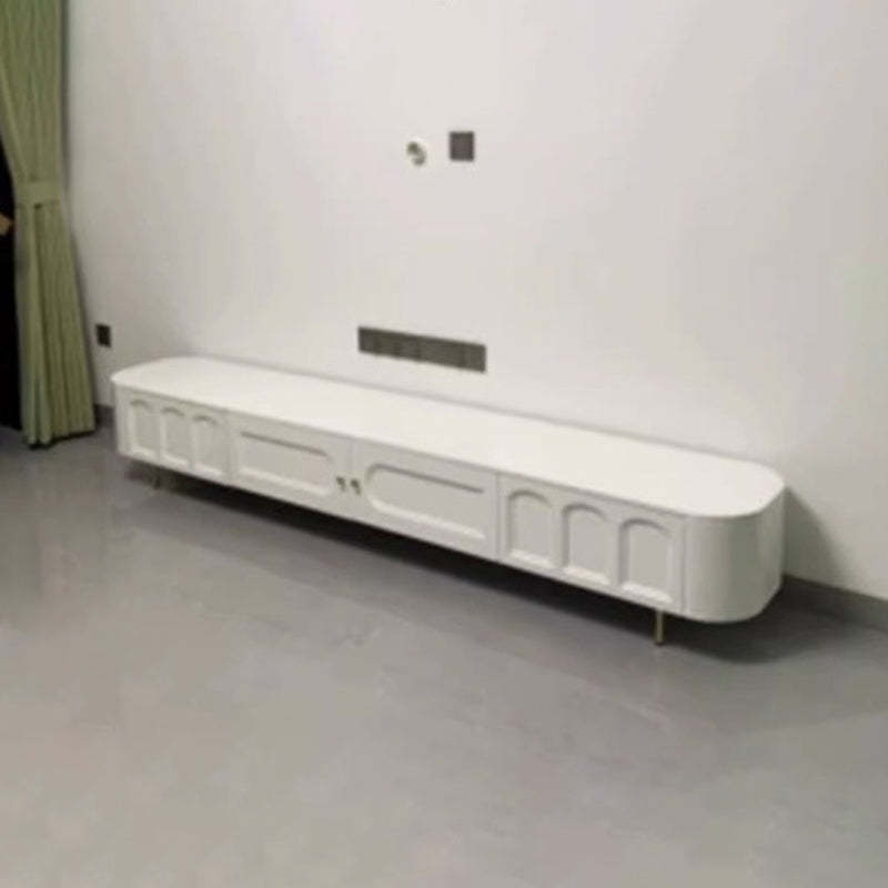 French Solid Wood Glass Arched-Door 2-Cabinet TV Stand