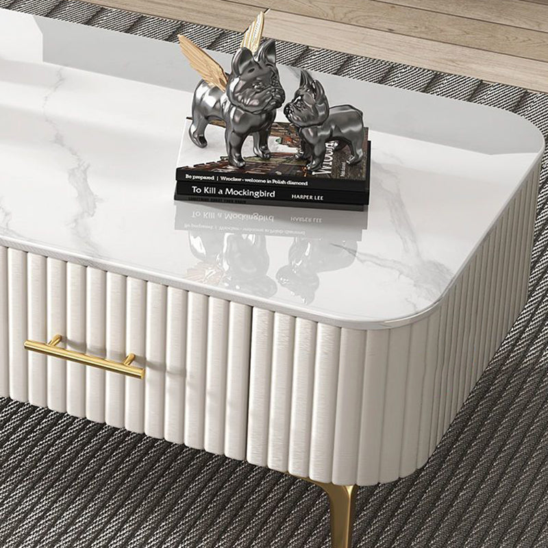 Scandinavian Slab Leather 2-Drawer Coffee Table