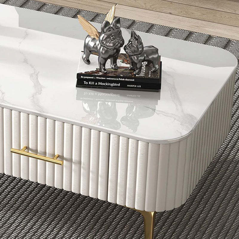 Scandinavian Slab Leather 2-Drawer Coffee Table