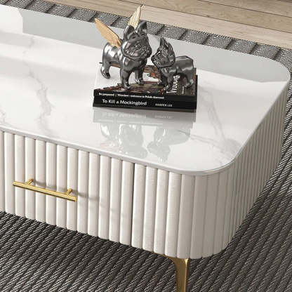 Scandinavian Slab Leather 2-Drawer Coffee Table