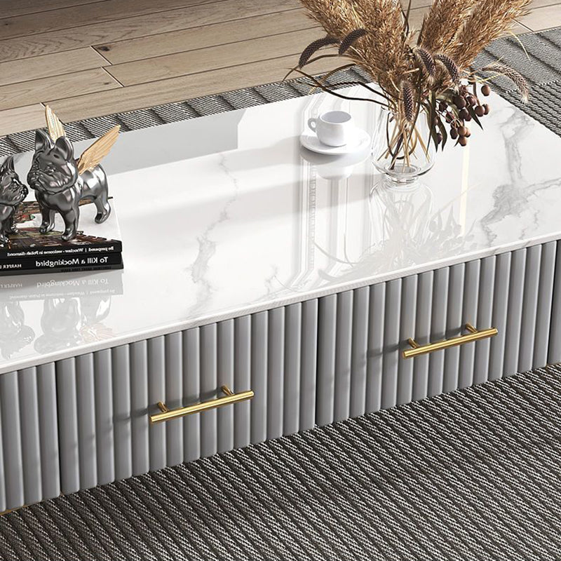 Scandinavian Slab Leather 2-Drawer Coffee Table