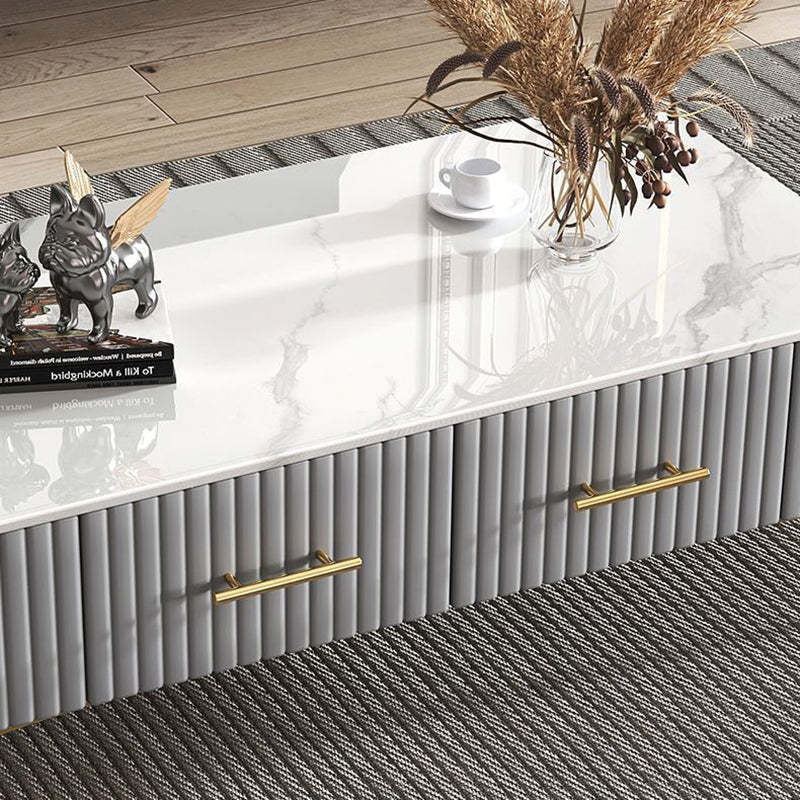 Scandinavian Slab Leather 2-Drawer Coffee Table