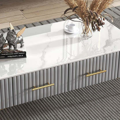 Scandinavian Slab Leather 2-Drawer Coffee Table
