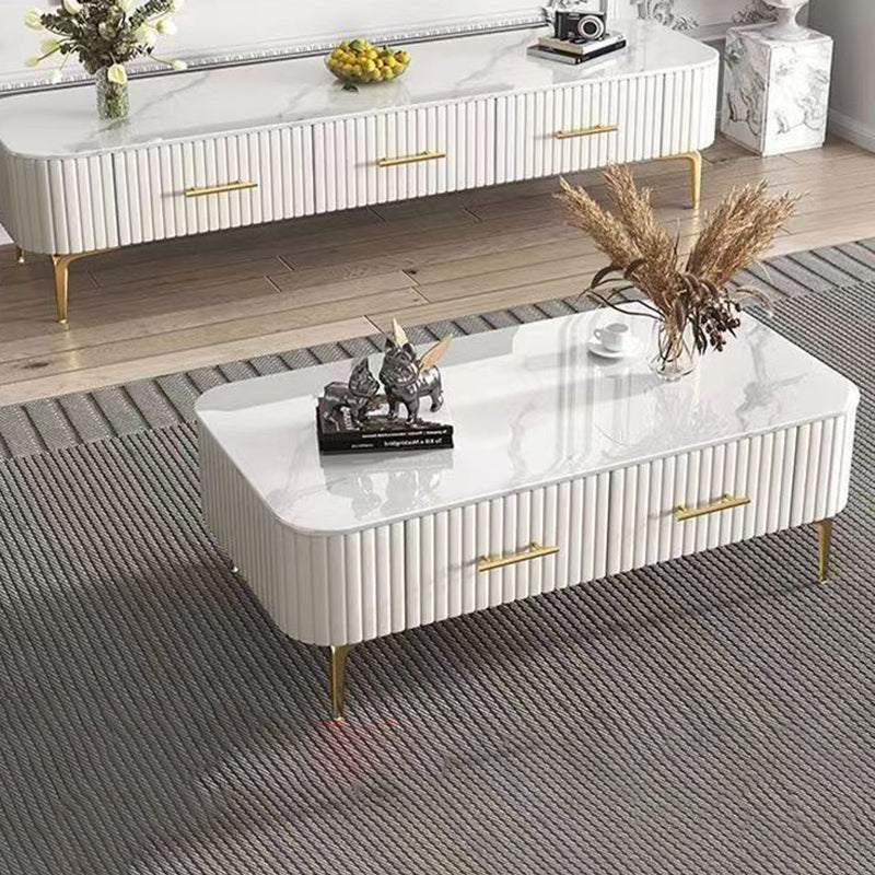 Scandinavian Slab Leather 2-Drawer Coffee Table