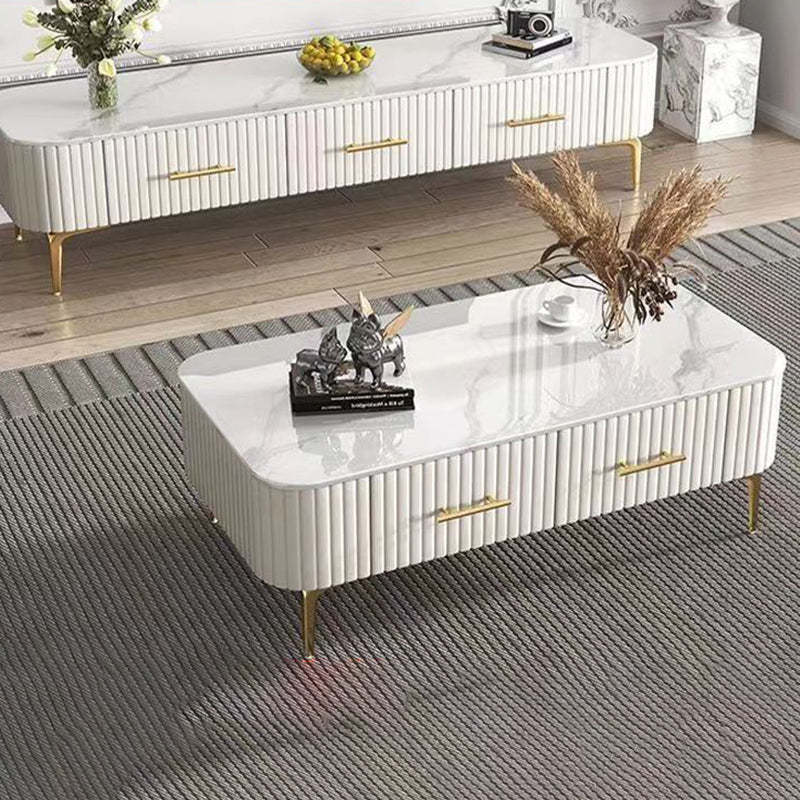 Scandinavian Slab Leather 2-Drawer Coffee Table