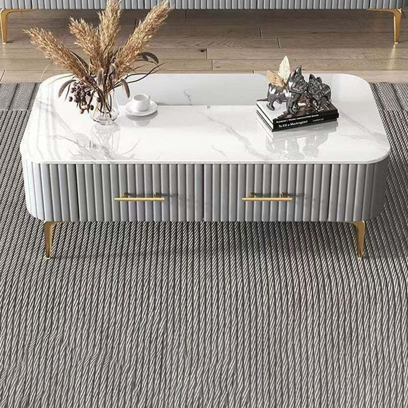 Scandinavian Slab Leather 2-Drawer Coffee Table
