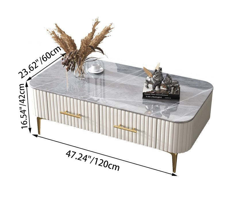 Scandinavian Slab Leather 2-Drawer Coffee Table
