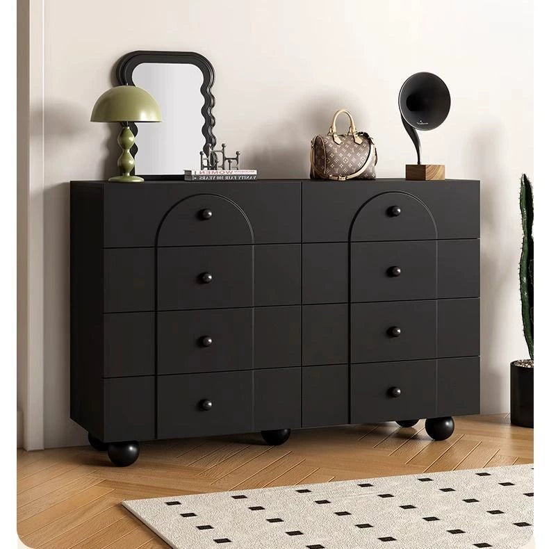 Minimalist Sphere-Leg Multi-Drawer Nightstand
