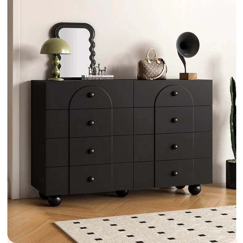 Minimalist Sphere-Leg Multi-Drawer Nightstand