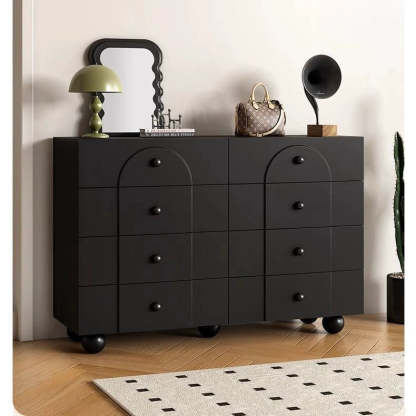 Minimalist Sphere-Leg Multi-Drawer Nightstand