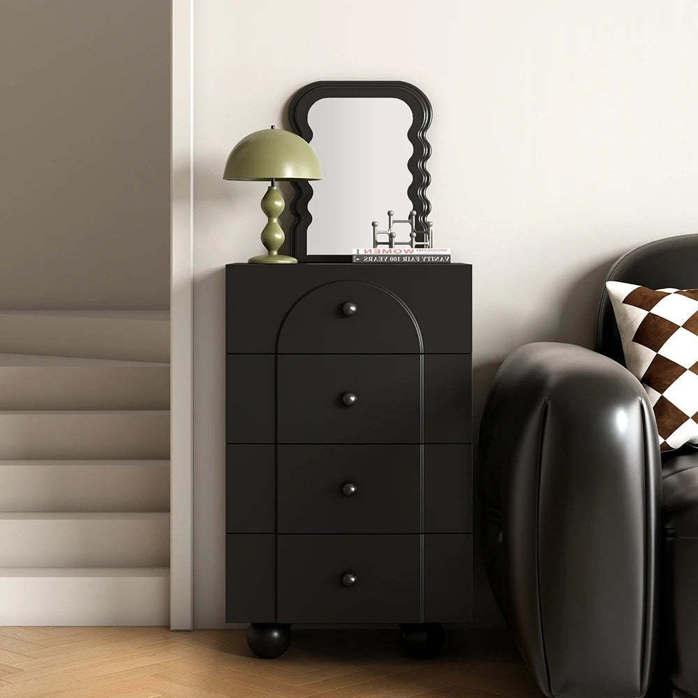 Minimalist Sphere-Leg Multi-Drawer Nightstand — 4 - Large / Black