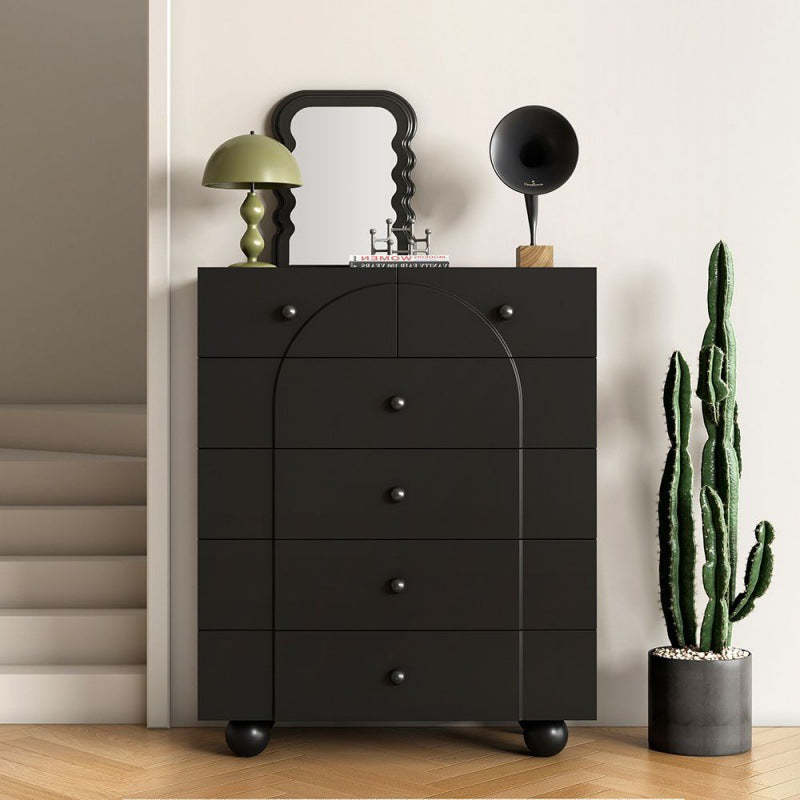 Minimalist Sphere-Leg Multi-Drawer Nightstand — 6 / Black