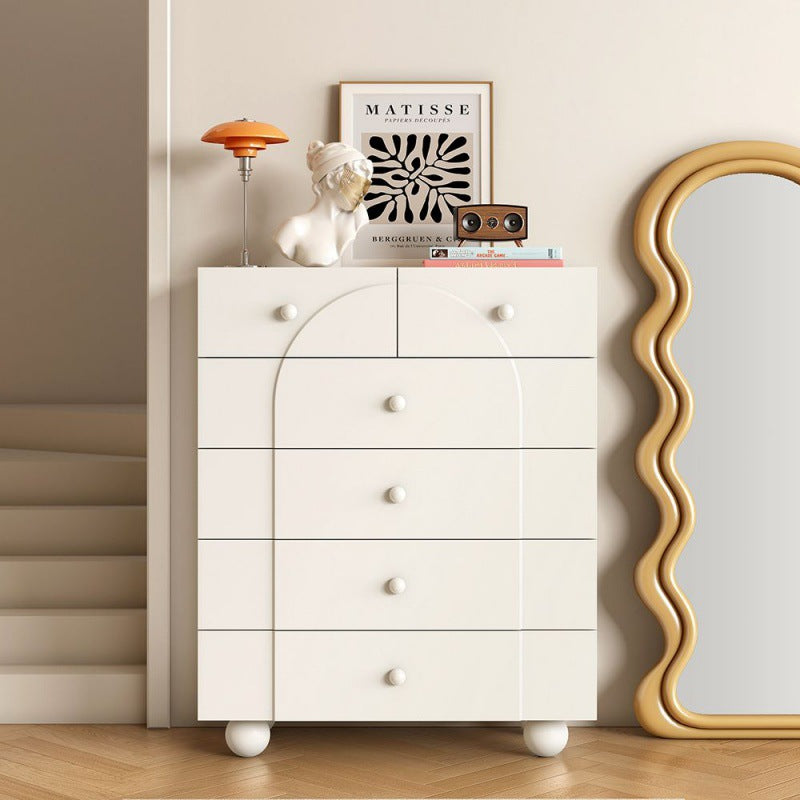 Minimalist Sphere-Leg Multi-Drawer Nightstand — 4 - Small / White