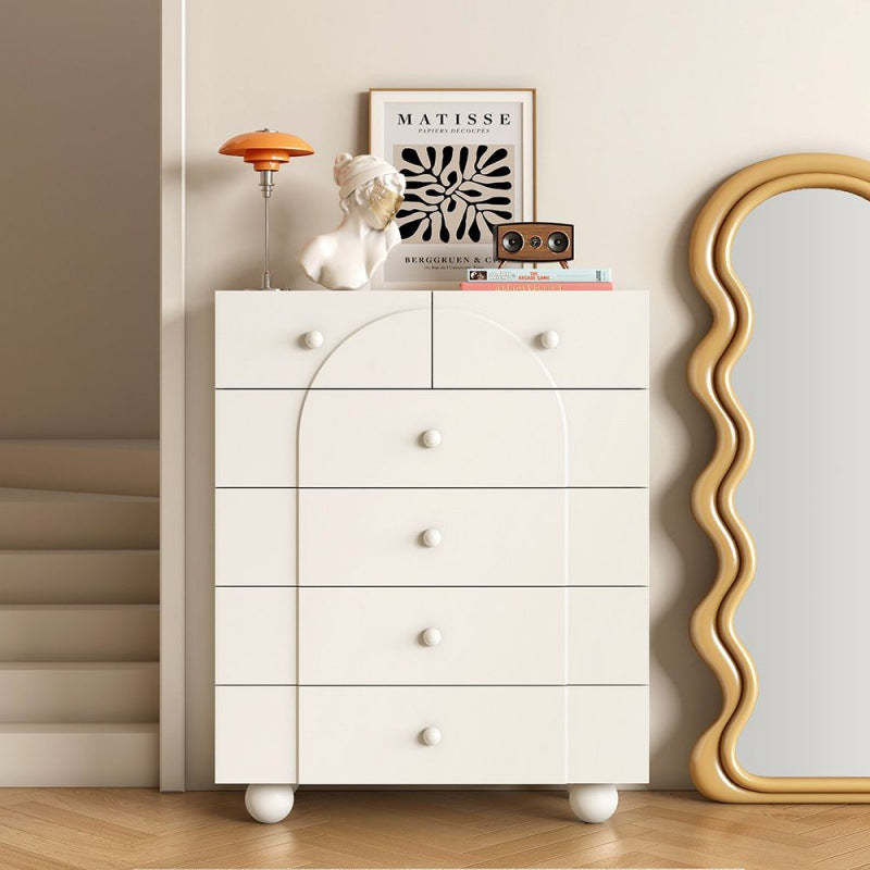 Minimalist Sphere-Leg Multi-Drawer Nightstand — 4 - Small / White