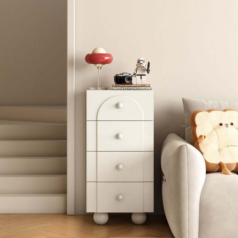 Minimalist Sphere-Leg Multi-Drawer Nightstand — 4 - Large / White