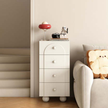 Minimalist Sphere-Leg Multi-Drawer Nightstand — 4 - Large / White