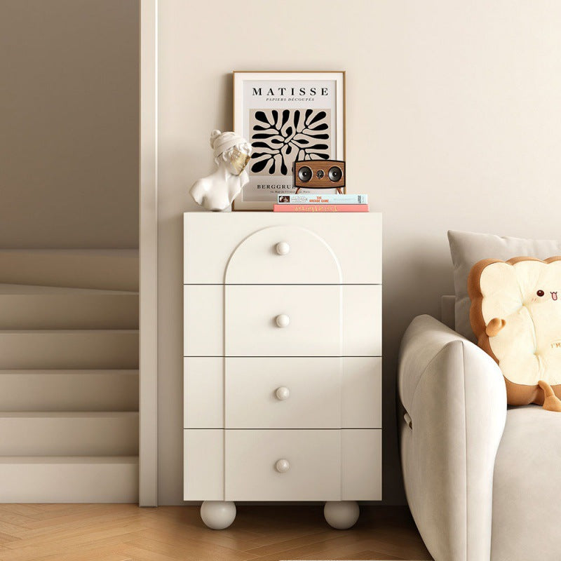 Minimalist Sphere-Leg Multi-Drawer Nightstand — 8 / White
