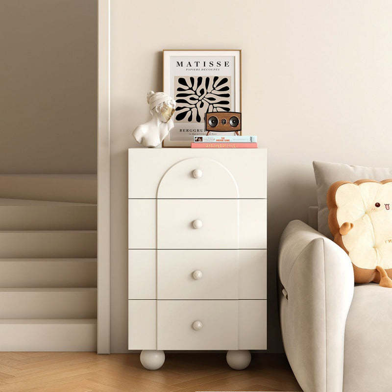 Minimalist Sphere-Leg Multi-Drawer Nightstand — 8 / White