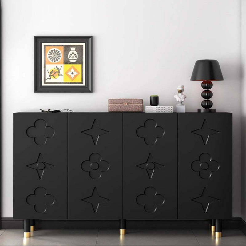 Black metal fiberboard floral shoe storage - retro — 71" L x 14" W x 38.5" H