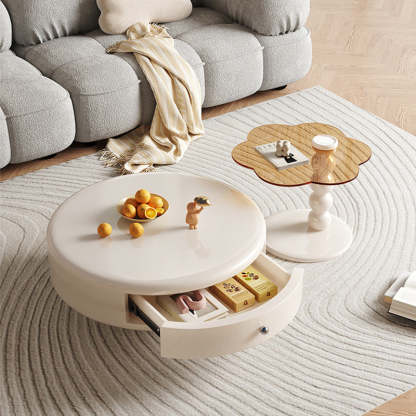French Fiberboard Floral 1-Drawer Coffee Table