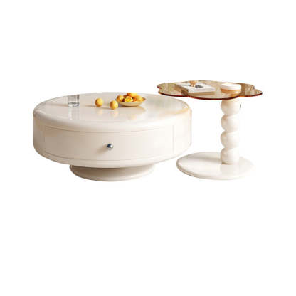 French Fiberboard Floral 1-Drawer Coffee Table