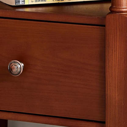 Retro Ash Pine Wood 2-Drawer Nightstand